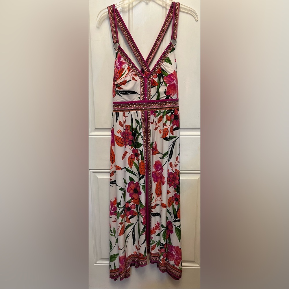 NWT INC International Concept Women’s Deep Plunge Studded Floral Dress Size L